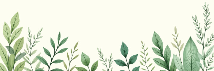 Hand-drawn green plants and layered leaves on white, with delicate pencil strokes and vintage botanical style, creating a minimal, elegant 4K wallpaper.