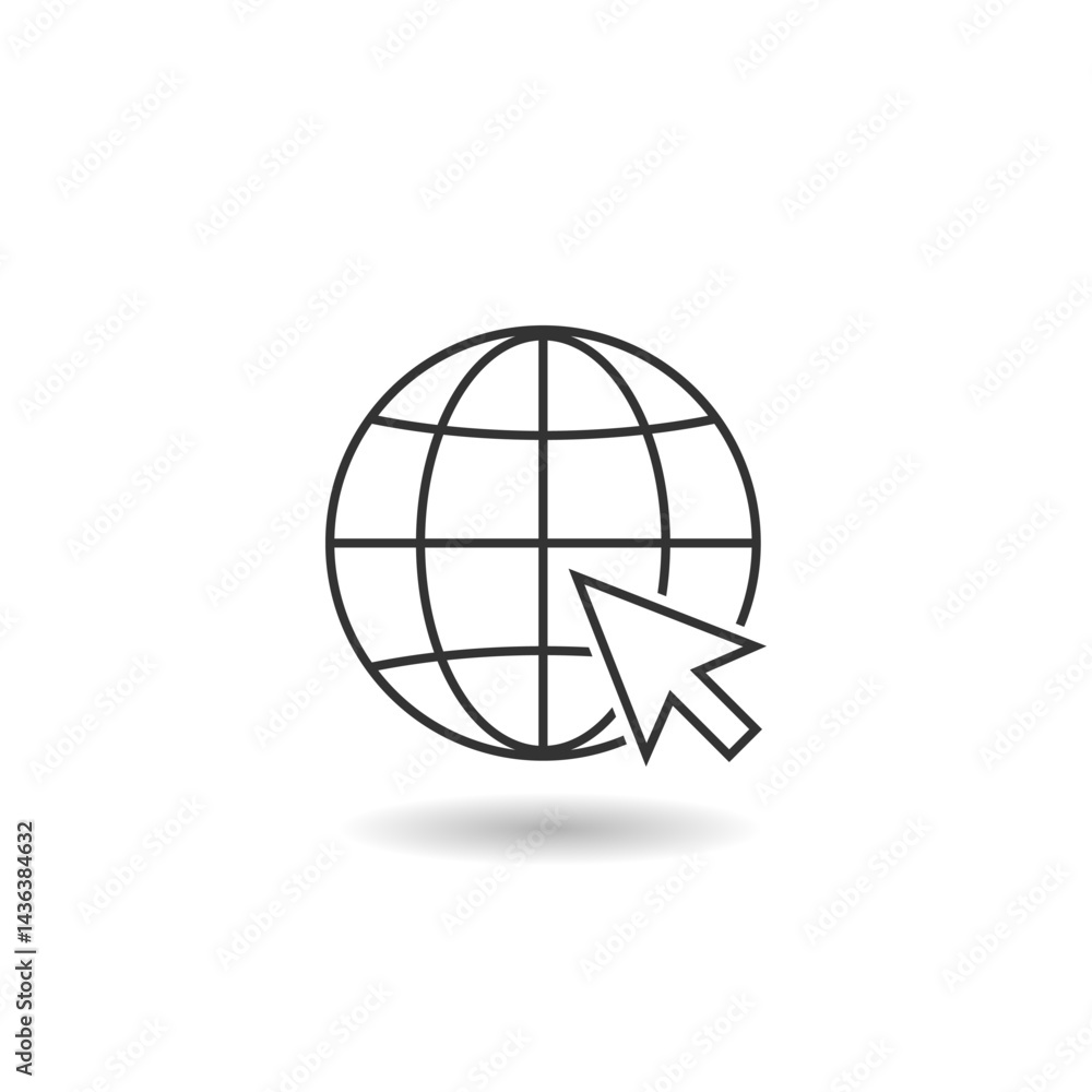 Poster go to web icon in trendy flat style with shadow