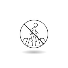 No walk icon access for pedestrians prohibition sign with shadow