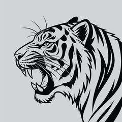 Aggressive Tiger Face Illustration