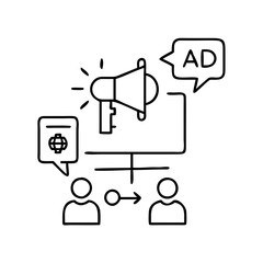 ad campaign icon, ad campaign line art - simple line art of ad campaign, perfect for ad campaign logos and icons