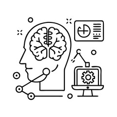 ai powered diagnosis icon, ai powered diagnosis line art - simple line art of ai powered diagnosis, perfect for ai powered diagnosis logos and icons