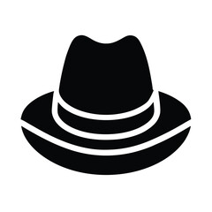 wide brim fedora with ribbon band icon vector illustration