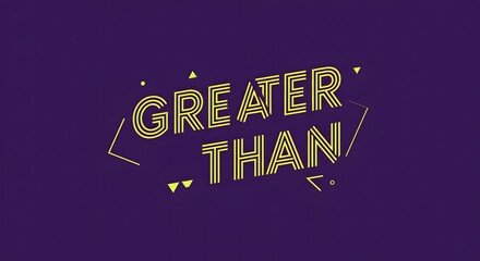 Greater Than Typography with Geometric Shapes on a Dark Purple Background