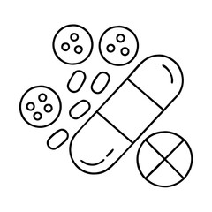antibiotics icon, antibiotics line art - simple line art of antibiotics, perfect for antibiotics logos and icons