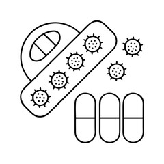antibiotics icon, antibiotics line art - simple line art of antibiotics, perfect for antibiotics logos and icons