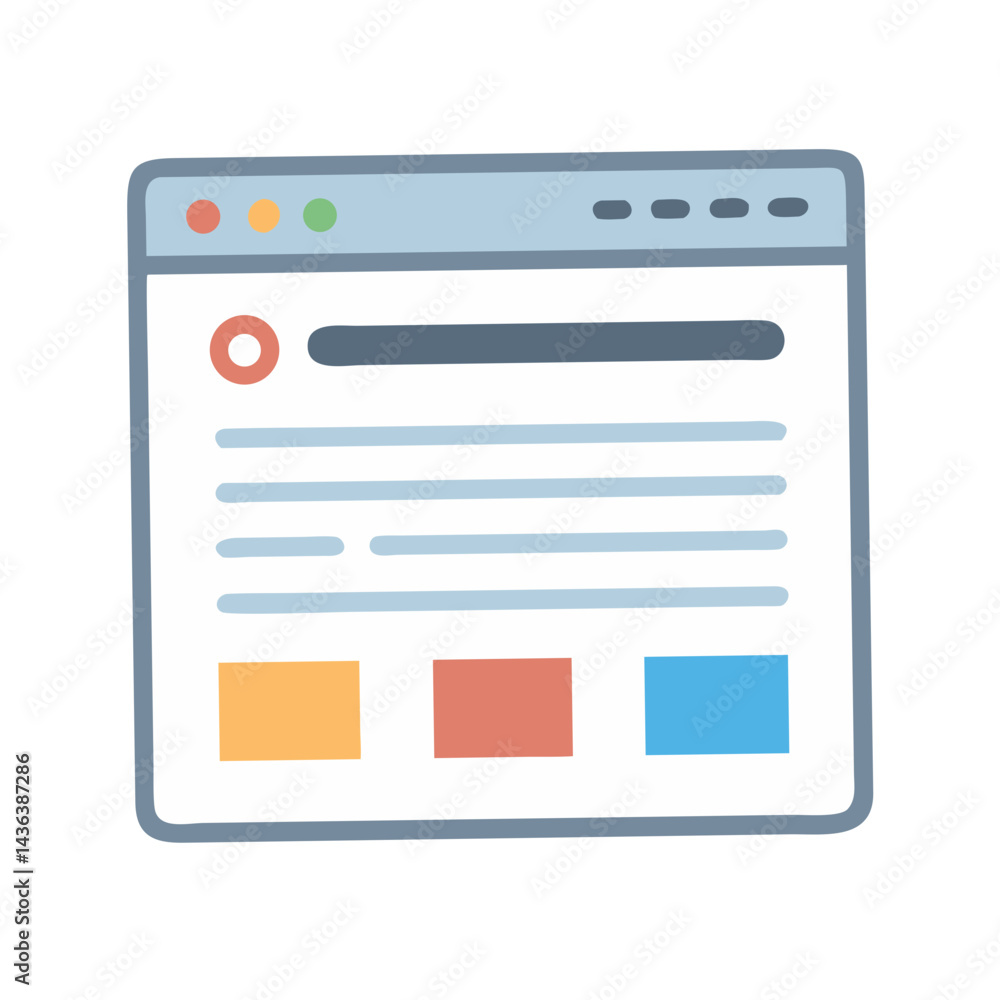 Fototapete colorful web browser interface showing website layout and design features