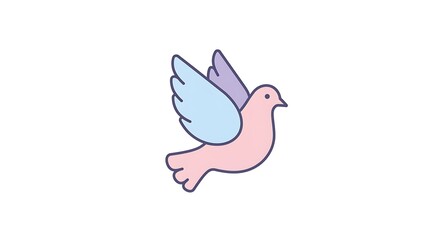 Naklejka premium Dove Flying Illustration with Pastel Colors on White Background