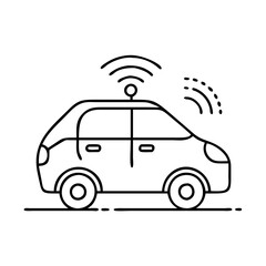 autonomous car icon, autonomous car line art - simple line art of autonomous car, perfect for autonomous car logos and icons
