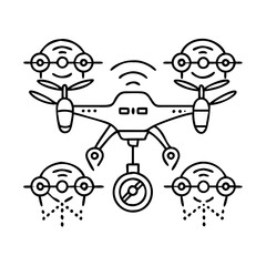 autonomous drones icon, autonomous drones line art - simple line art of autonomous drones, perfect for autonomous drones logos and icons