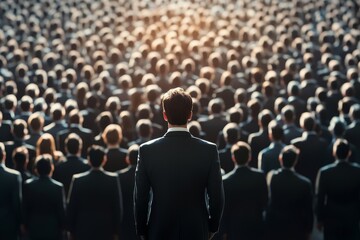 Fototapeta premium leader standing on the background of a large business team