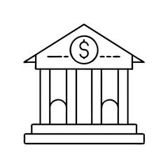 bank icon, bank line art - simple line art of bank, perfect for bank logos and icons