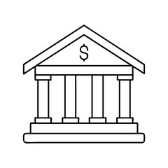 bank icon, bank line art - simple line art of bank, perfect for bank logos and icons