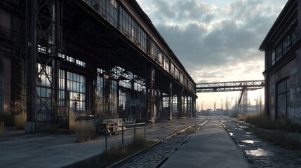 Evocative image of an abandoned industrial site. Captures the beauty of decay and urban exploration. Ideal for documentary and atmospheric content.