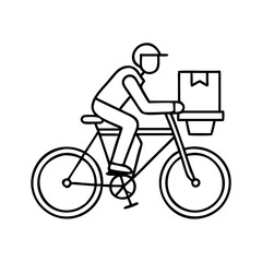 Obraz premium bicycle delivery icon, bicycle delivery line art - simple line art of bicycle delivery, perfect for bicycle delivery logos and icons
