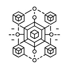 blockchain icon, blockchain line art - simple line art of blockchain, perfect for blockchain logos and icons