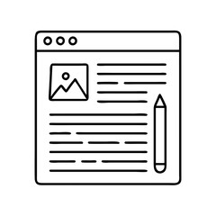 blog post icon, blog post line art - simple line art of blog post, perfect for blog post logos and icons