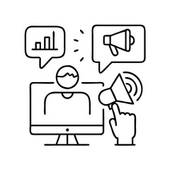 brand awareness icon, brand awareness line art - simple line art of brand awareness, perfect for brand awareness logos and icons