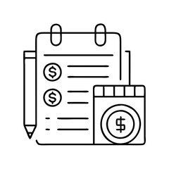 budget planner icon, budget planner line art - simple line art of budget planner, perfect for budget planner logos and icons