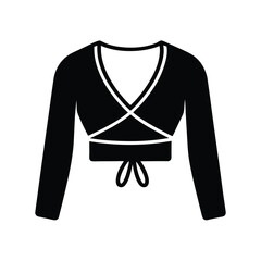 cropped wrap sweater with long ties icon vector illustration