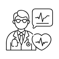 cardiologist icon, cardiologist line art - simple line art of cardiologist, perfect for cardiologist logos and icons