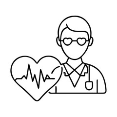 cardiologist icon, cardiologist line art - simple line art of cardiologist, perfect for cardiologist logos and icons