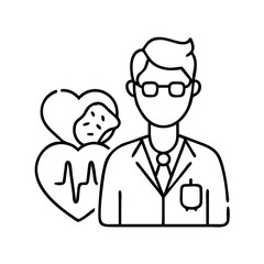 cardiologist icon, cardiologist line art - simple line art of cardiologist, perfect for cardiologist logos and icons