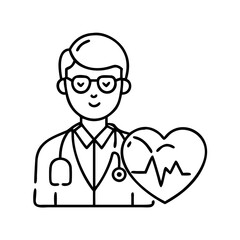 cardiologist icon, cardiologist line art - simple line art of cardiologist, perfect for cardiologist logos and icons