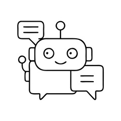 chatbot icon, chatbot line art - simple line art of chatbot, perfect for chatbot logos and icons