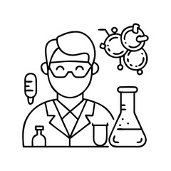 clinical researcher icon, clinical researcher line art - simple line art of clinical researcher, perfect for clinical researcher logos and icons
