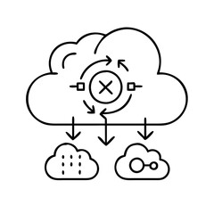 cloud functions icon, cloud functions line art - simple line art of cloud functions, perfect for cloud functions logos and icons