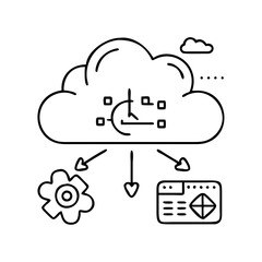 cloud functions icon, cloud functions line art - simple line art of cloud functions, perfect for cloud functions logos and icons