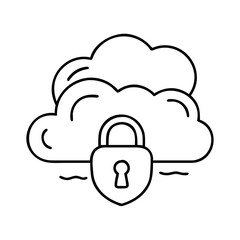cloud security icon, cloud security line art - simple line art of cloud security, perfect for cloud security logos and icons