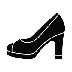 peep toe pumps with block heel icon vector illustration