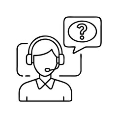 customer support icon, customer support line art - simple line art of customer support, perfect for customer support logos and icons