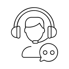 customer support icon, customer support line art - simple line art of customer support, perfect for customer support logos and icons