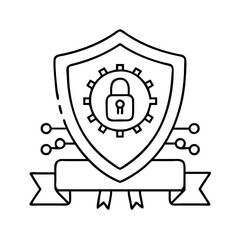 cybersecurity badge icon, cybersecurity badge line art - simple line art of cybersecurity badge, perfect for cybersecurity badge logos and icons