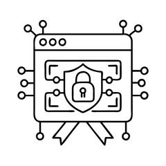 cybersecurity badge icon, cybersecurity badge line art - simple line art of cybersecurity badge, perfect for cybersecurity badge logos and icons