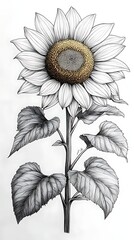 Fototapeta premium Botanical sunflower print for decor high resolution image