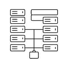 database schema icon, database schema line art - simple line art of database schema, perfect for database schema logos and icons