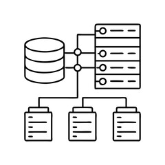 database schema icon, database schema line art - simple line art of database schema, perfect for database schema logos and icons