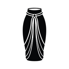 ruched midi skirt with tie detail icon vector illustration