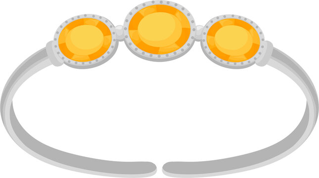 silver bracelet with yellow gemstones clip art preview