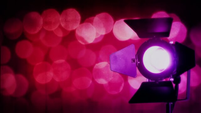 Spotlight movie show concept, video background loop with copy space for text. Professional type of lights, used on lighting live TV shows, events, studio stages or photography