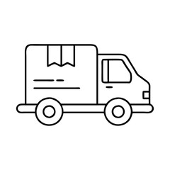 delivery truck icon, delivery truck line art - simple line art of delivery truck, perfect for delivery truck logos and icons