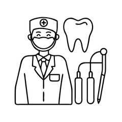dentist icon, dentist line art - simple line art of dentist, perfect for dentist logos and icons