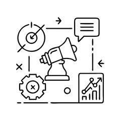marketing strategy icon, marketing strategy line art - simple line art of marketing strategy, perfect for marketing strategy logos and icons