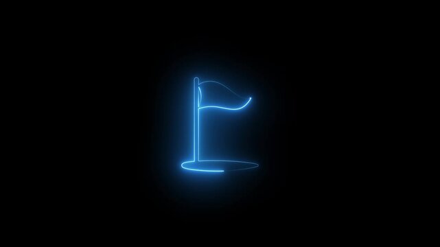 glowing line Golf flag icon animated. checkered golf flag icon