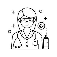 medical intern icon, medical intern line art - simple line art of medical intern, perfect for medical intern logos and icons