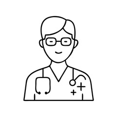 medical intern icon, medical intern line art - simple line art of medical intern, perfect for medical intern logos and icons